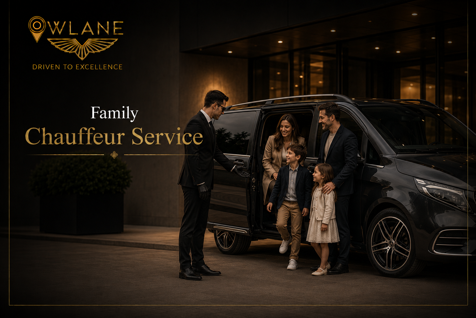 Luxury family chauffeur arrival